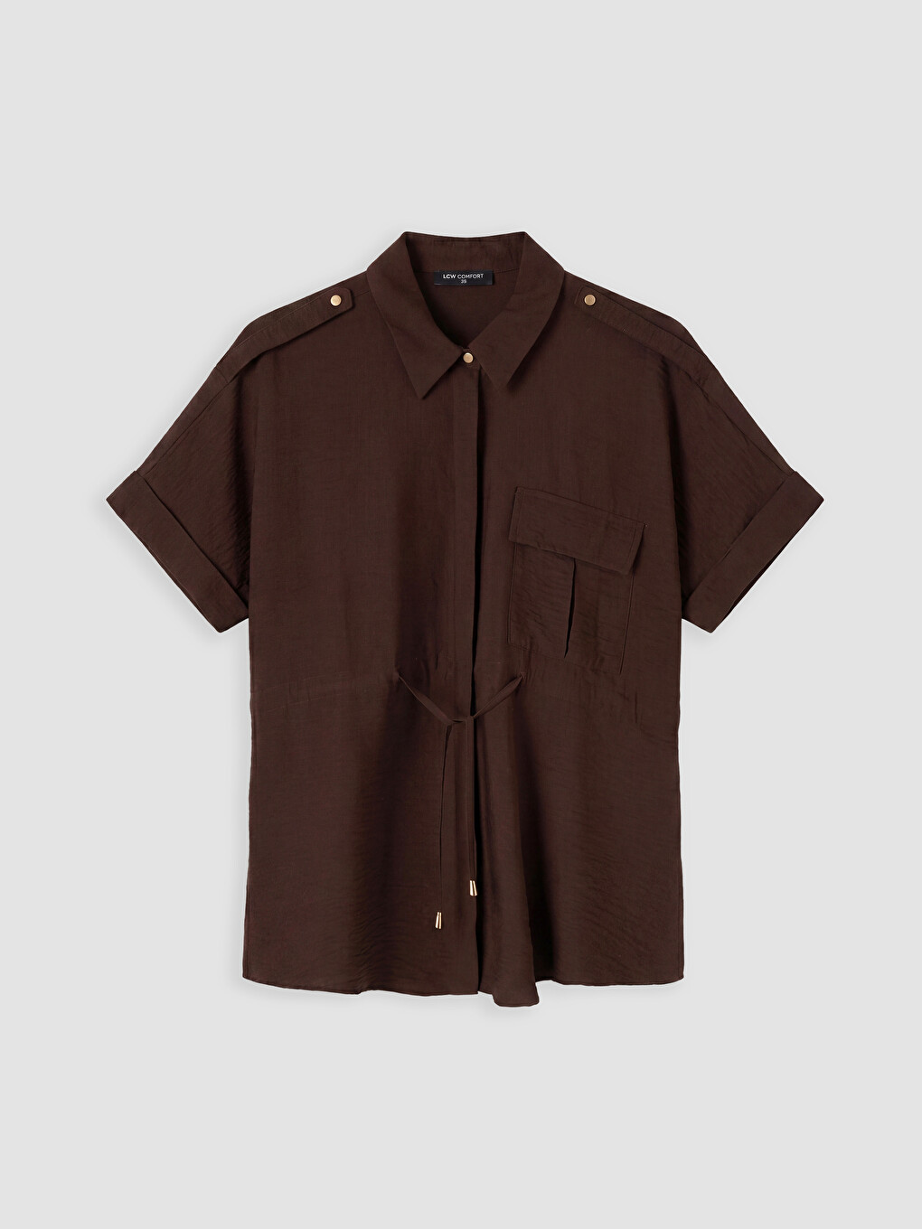 Beli Bağcıklı Oversize Kadın Gömlek-4