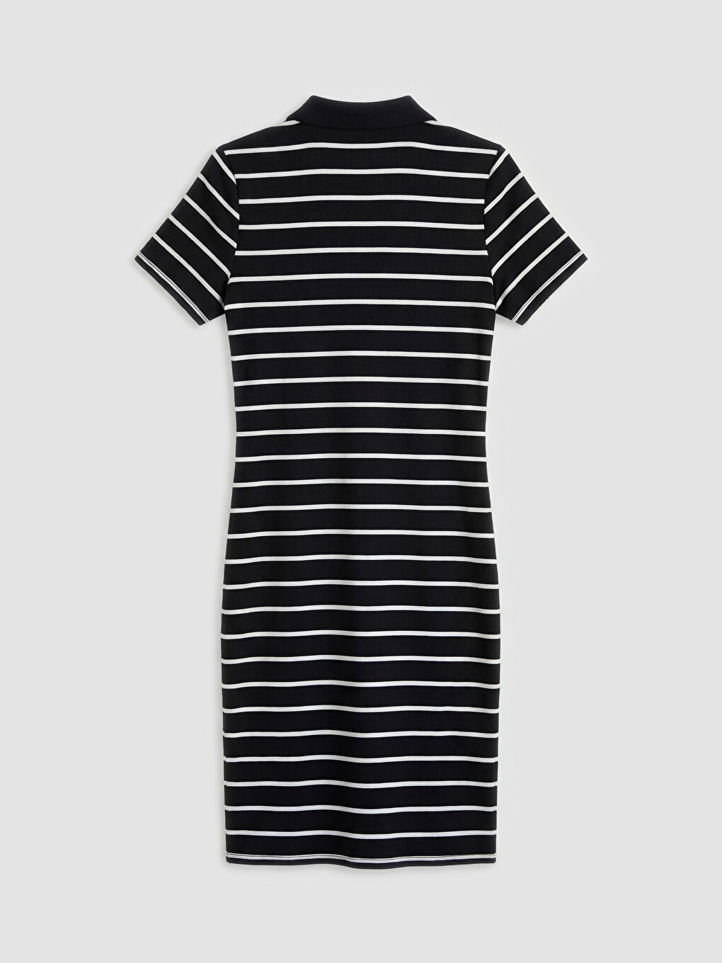 Polo Collar Striped Bodycon Dress-4
