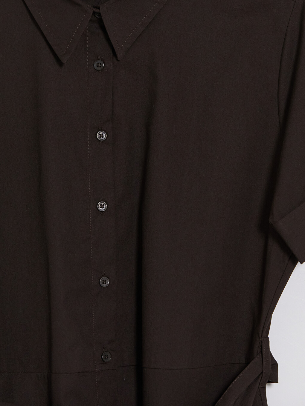 Shirt Collar Poplin A Cut Dress-6