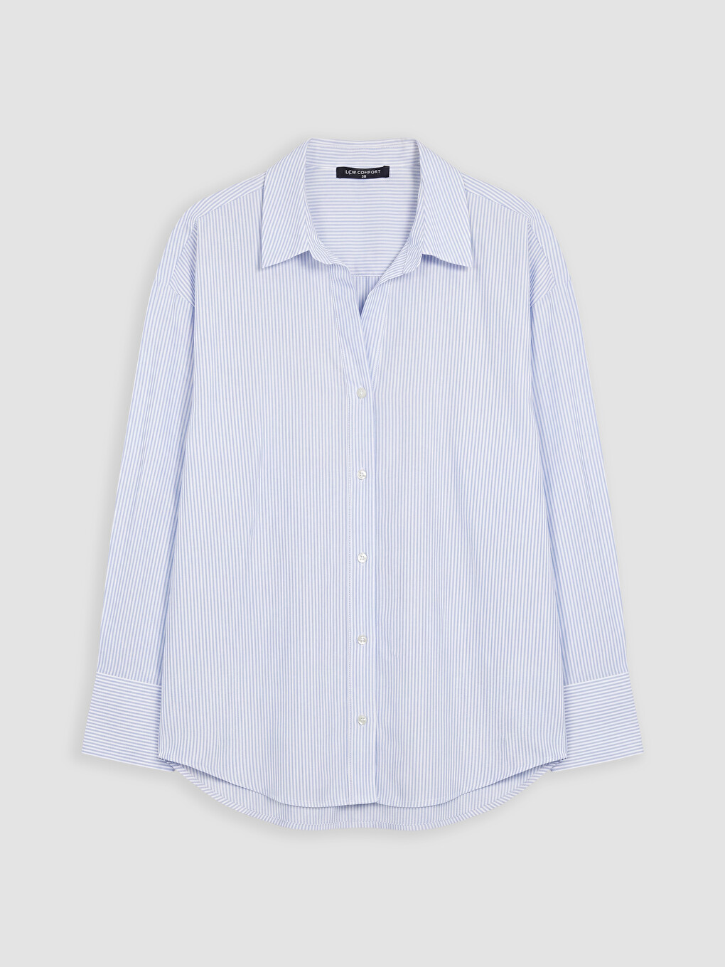 Çizgili Oversize Oxford Kadın Gömlek-4
