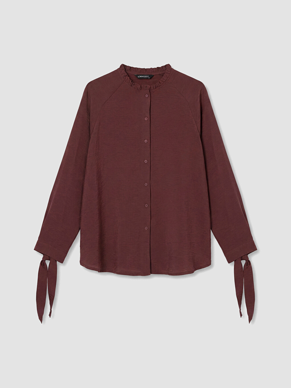 Ruffled Grandad Collar Women's Shirt Tunic-4