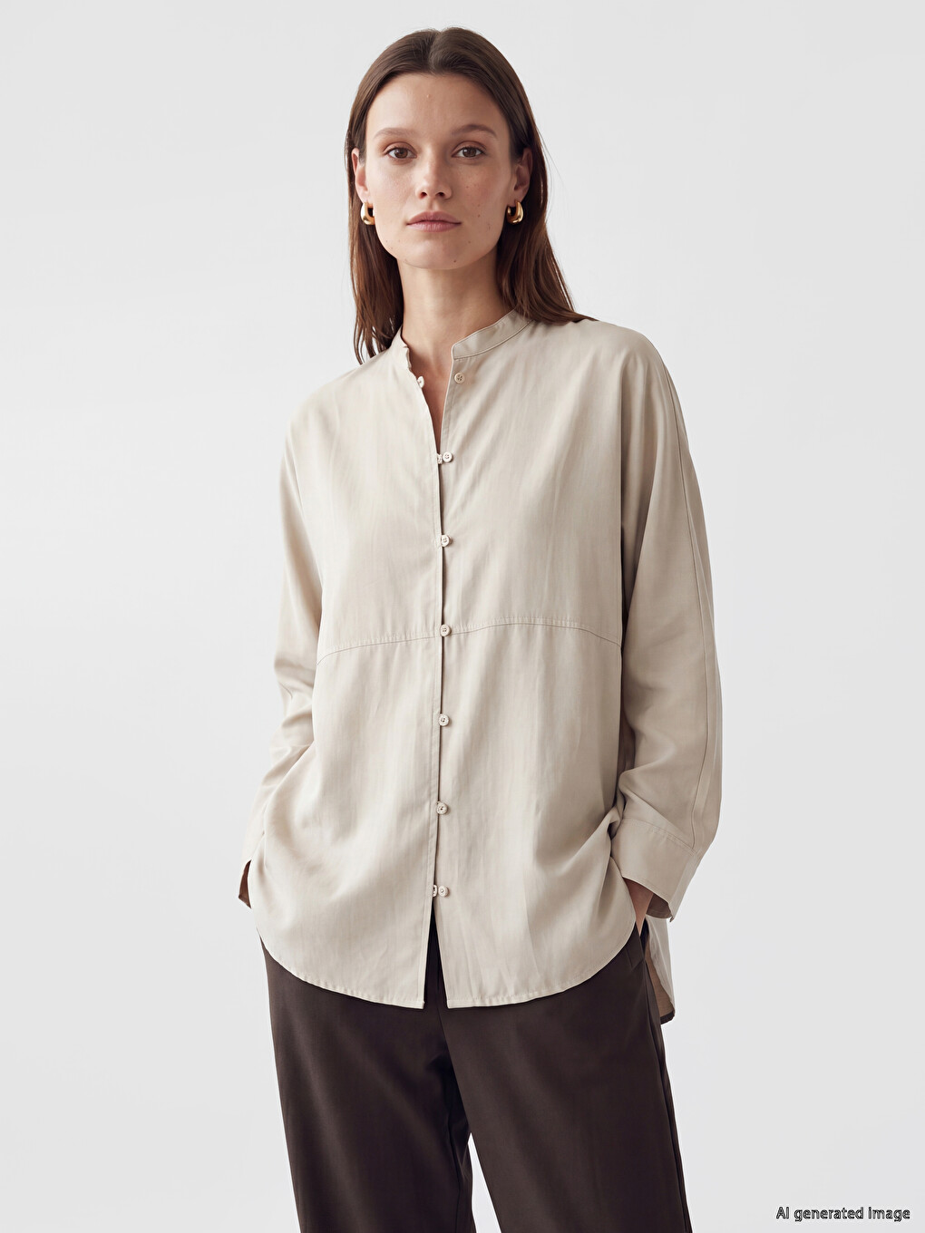 Grandad Collar Oversize Women's Shirt Tunic