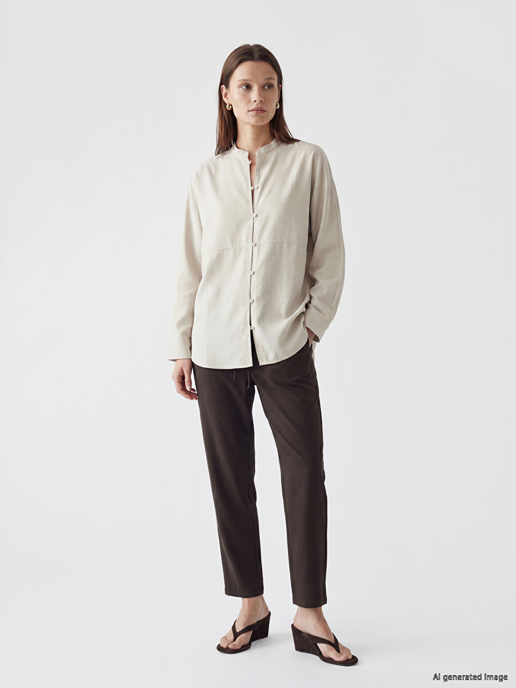 Grandad Collar Oversize Women's Shirt Tunic-1
