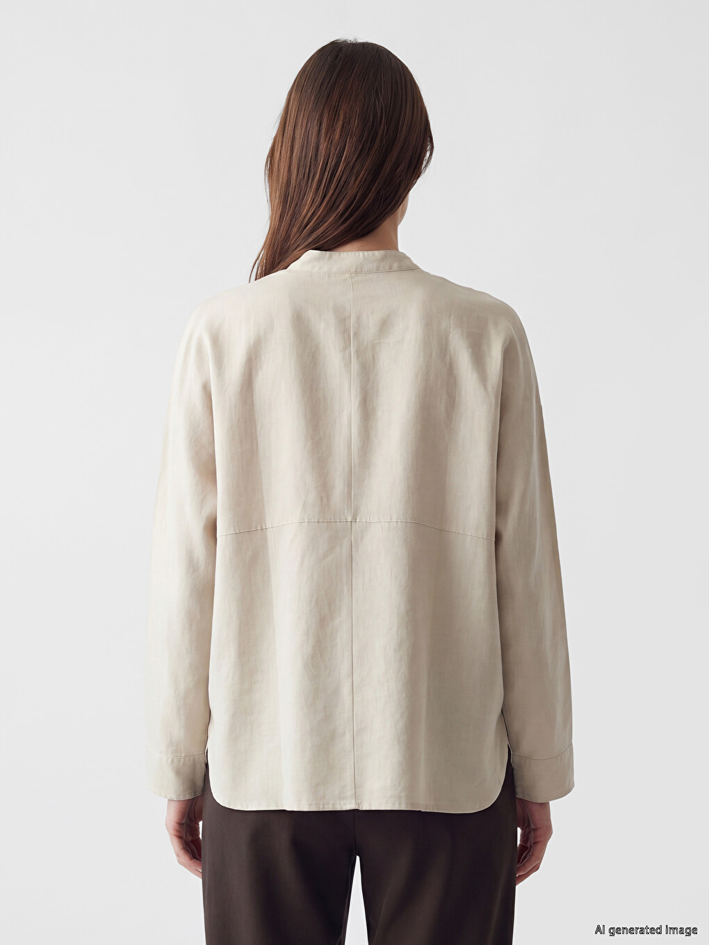 Grandad Collar Oversize Women's Shirt Tunic-3
