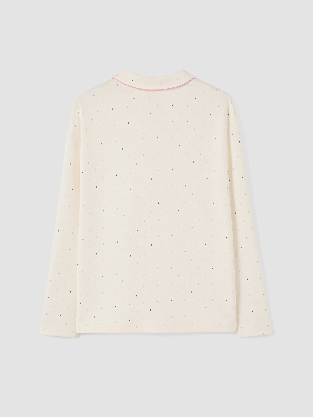 Collared Neck Long Sleeved Patterned Women's Pyjamas Set-7