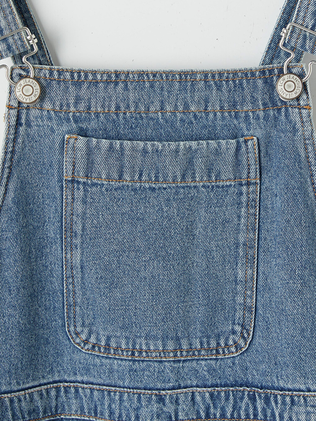 Square Neck Denim Dungaree Dress-5