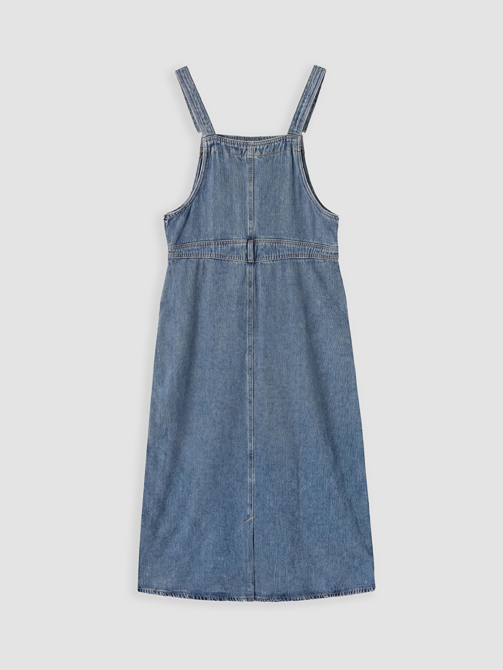 Square Neck Denim Dungaree Dress-6