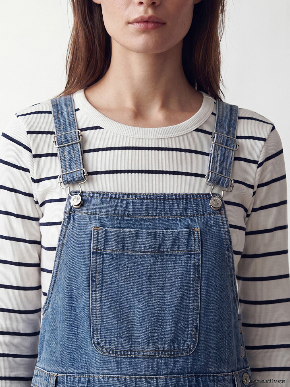 Square Neck Denim Dungaree Dress-2