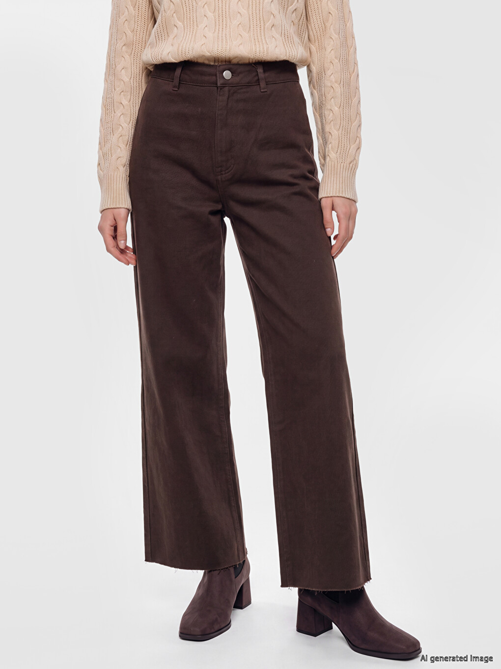 Yüksek Bel Wideleg Fit Kadın Jean Pantolon-1