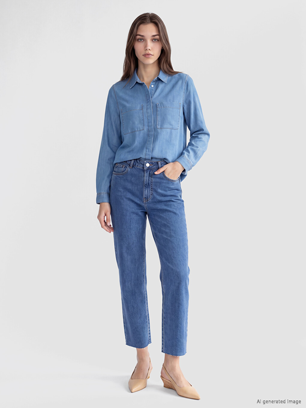 High Waisted Straight Fit Women's Jeans