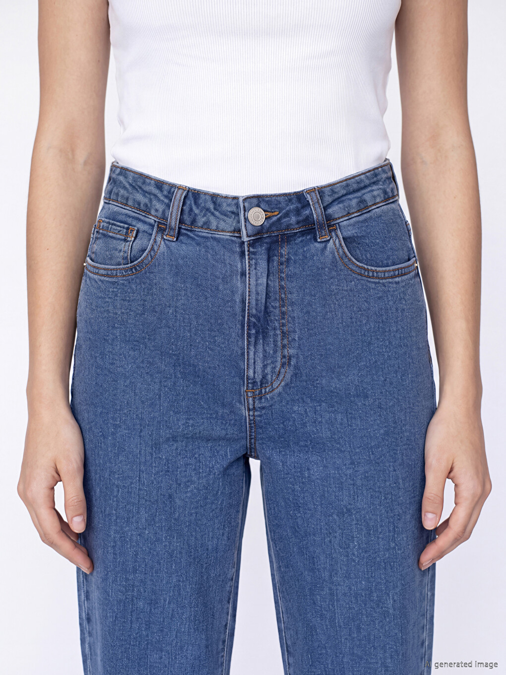 High Waisted Straight Fit Women's Jeans-2