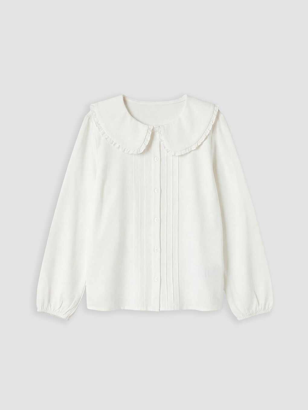Peter Pan Collar Ribbed Girls' T-shirt