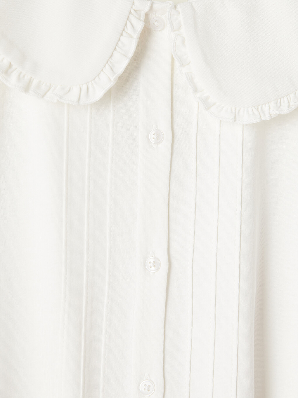 Peter Pan Collar Ribbed Girls' T-shirt-1