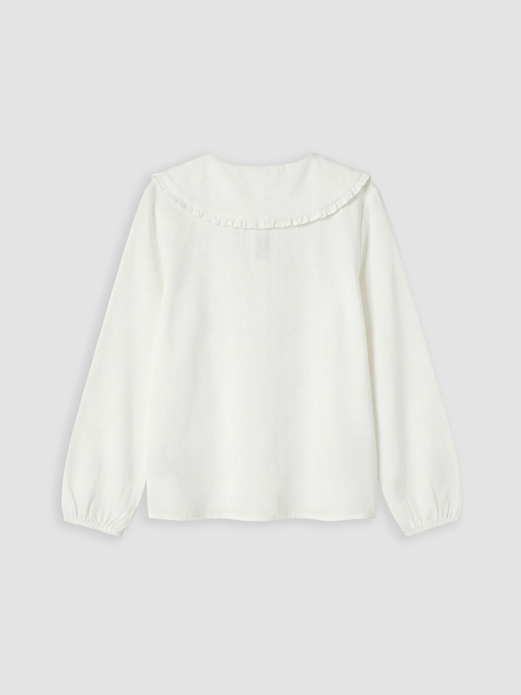 Peter Pan Collar Ribbed Girls' T-shirt-2