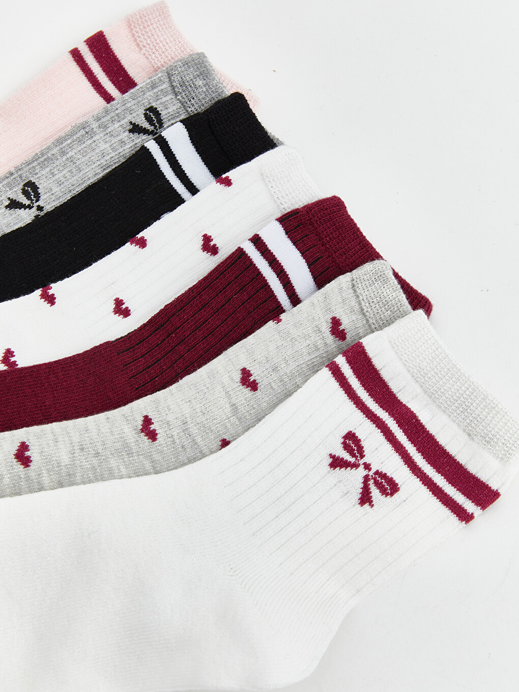 Patterned Girls' Ankle Socks 7 Pack-5