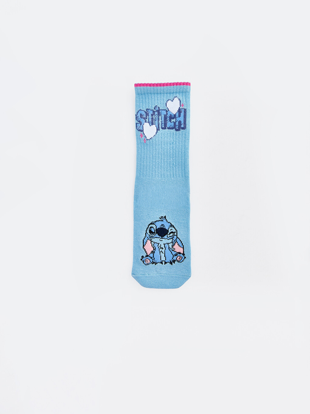 Mavi Lilo & Stitch Baskılı Kız Çocuk Soket Çorap 5'li-1