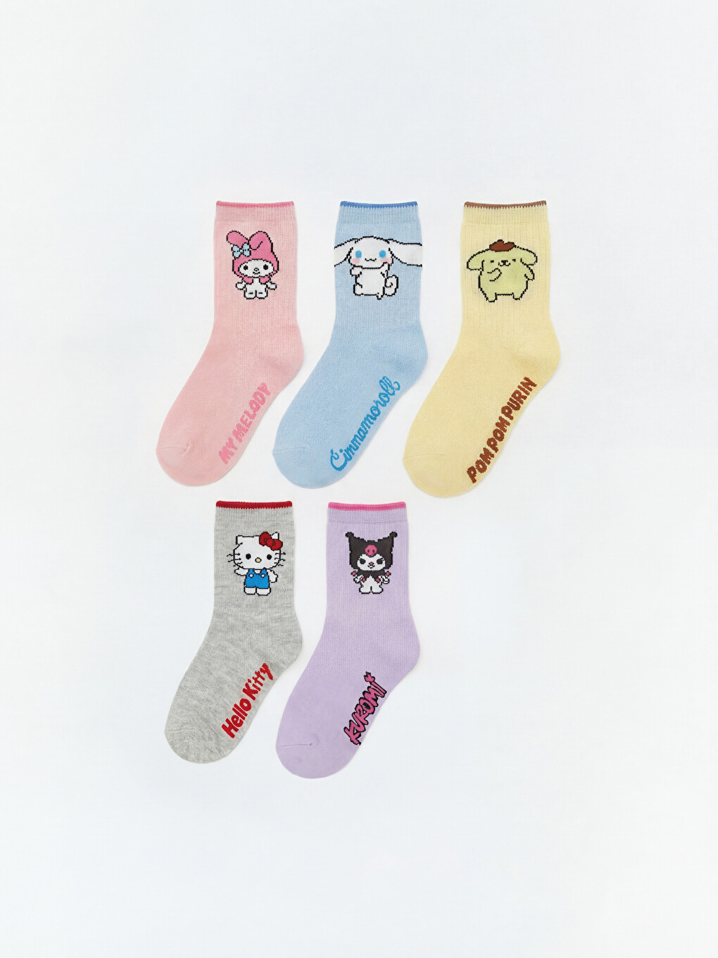Pembe Hello Kitty Lisanslı Kız Çocuk Soket Çorap 5'li