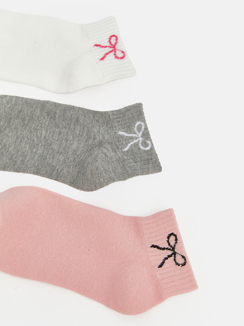 Bow Patterned Girls' Trainer Socks 5 Pack-1