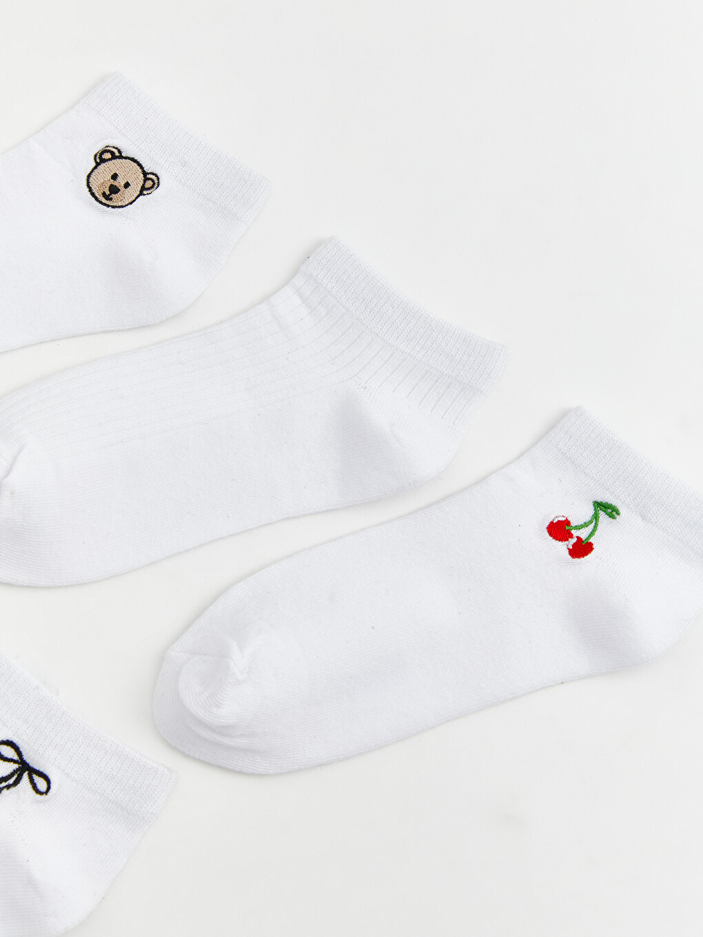 Embroidered Girls' Trainer Socks 5 Pack-1