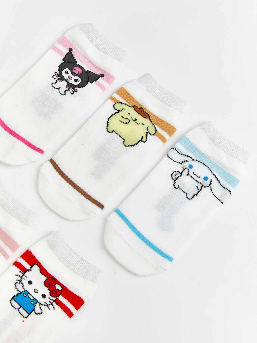 Ekru Hello Kitty Lisanslı Kız Çocuk Patik Çorap 5'li-1
