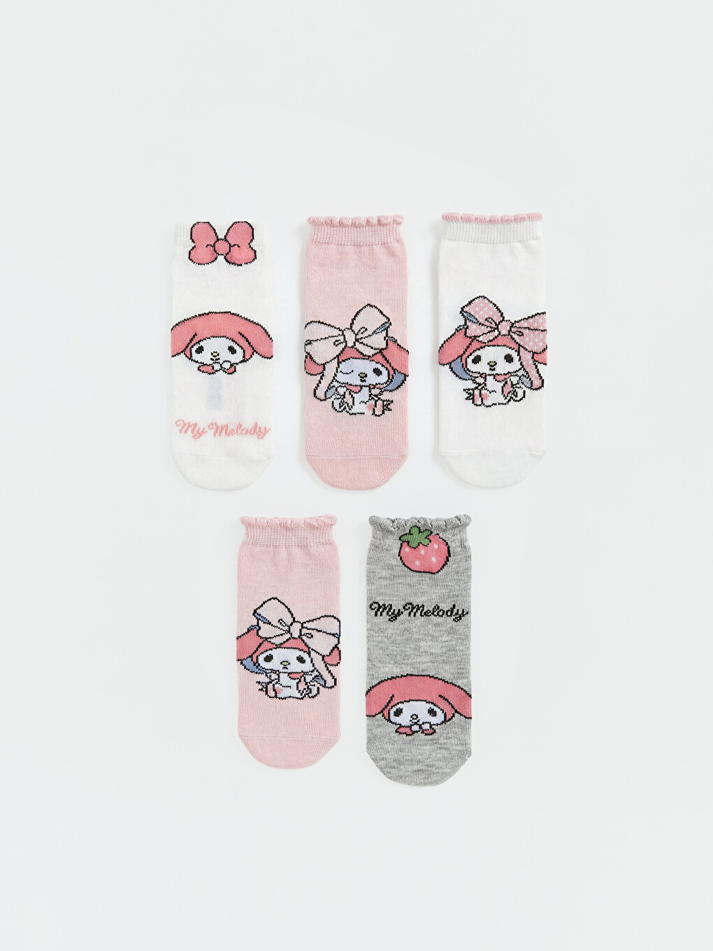 Ekru My Melody Desenli Kız Çocuk Patik Çorap 5'li