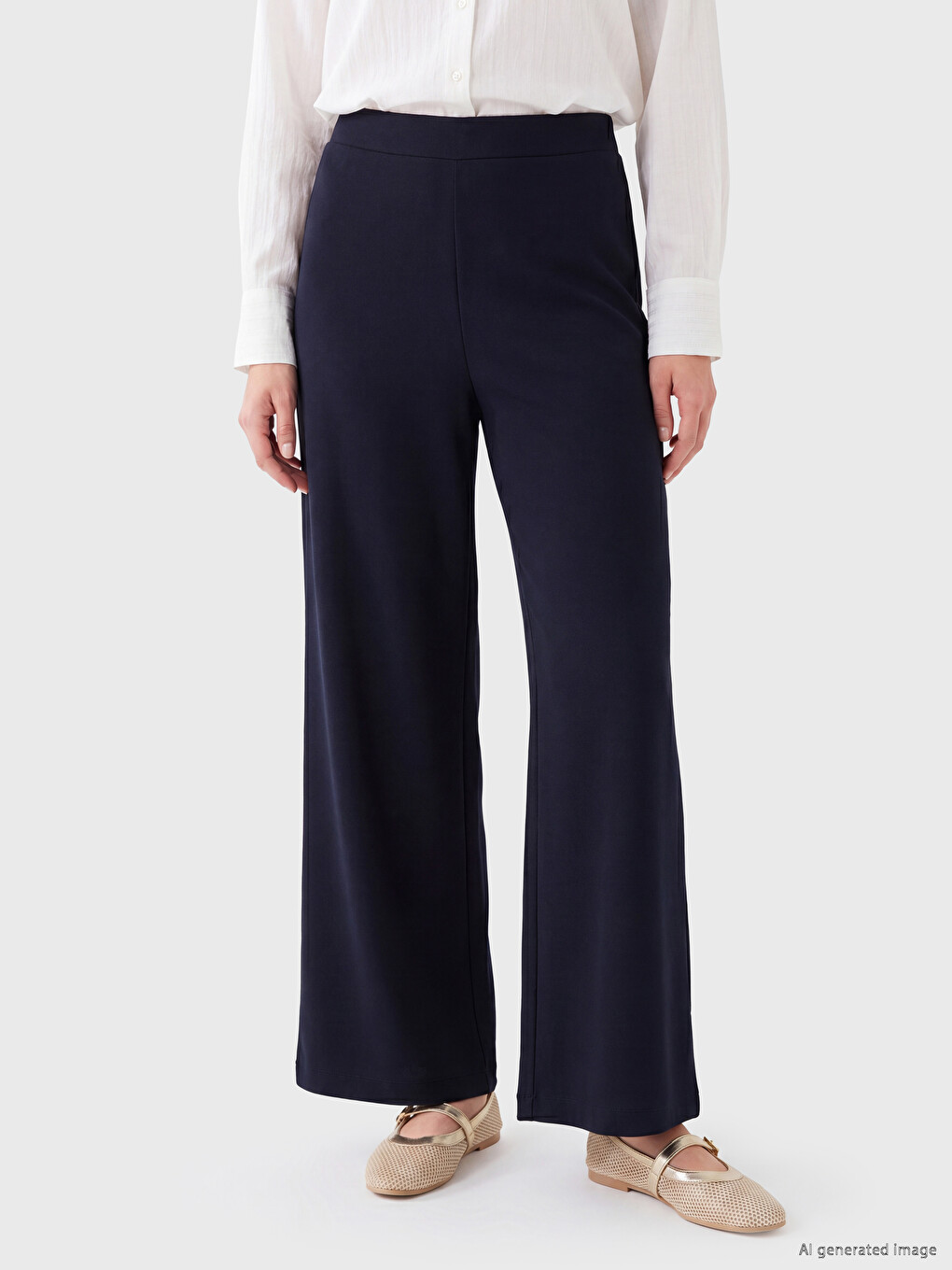 Elastic Waist Women's Crepe Trousers-1