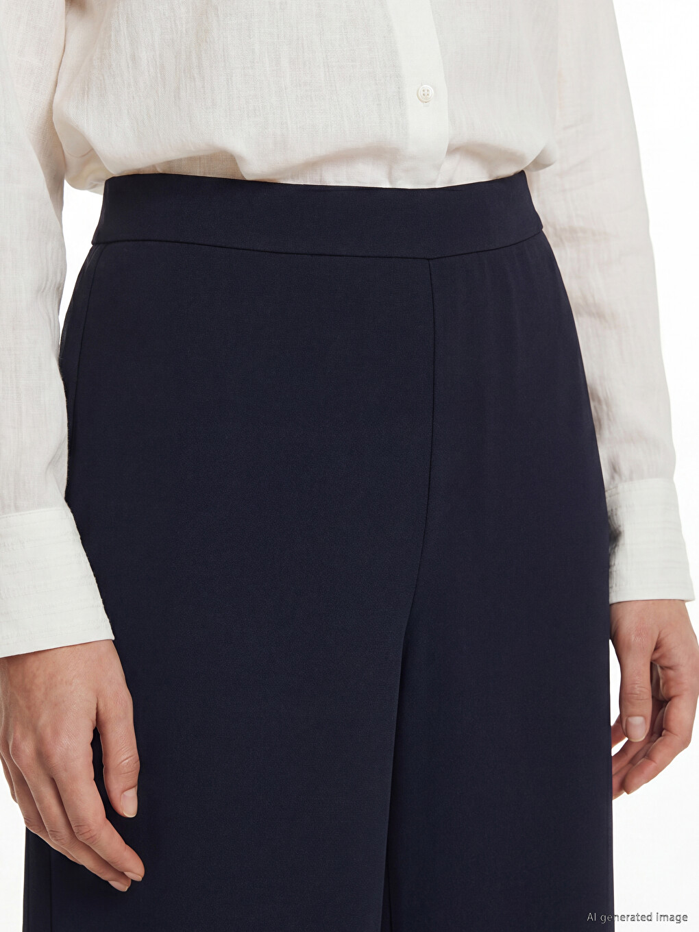 Elastic Waist Women's Crepe Trousers-2