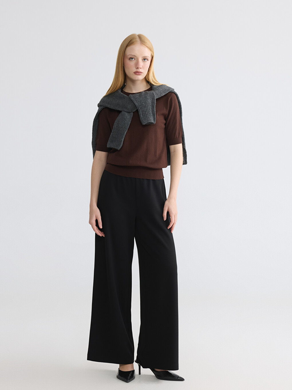 Elastic Waist Women's Crepe Trousers