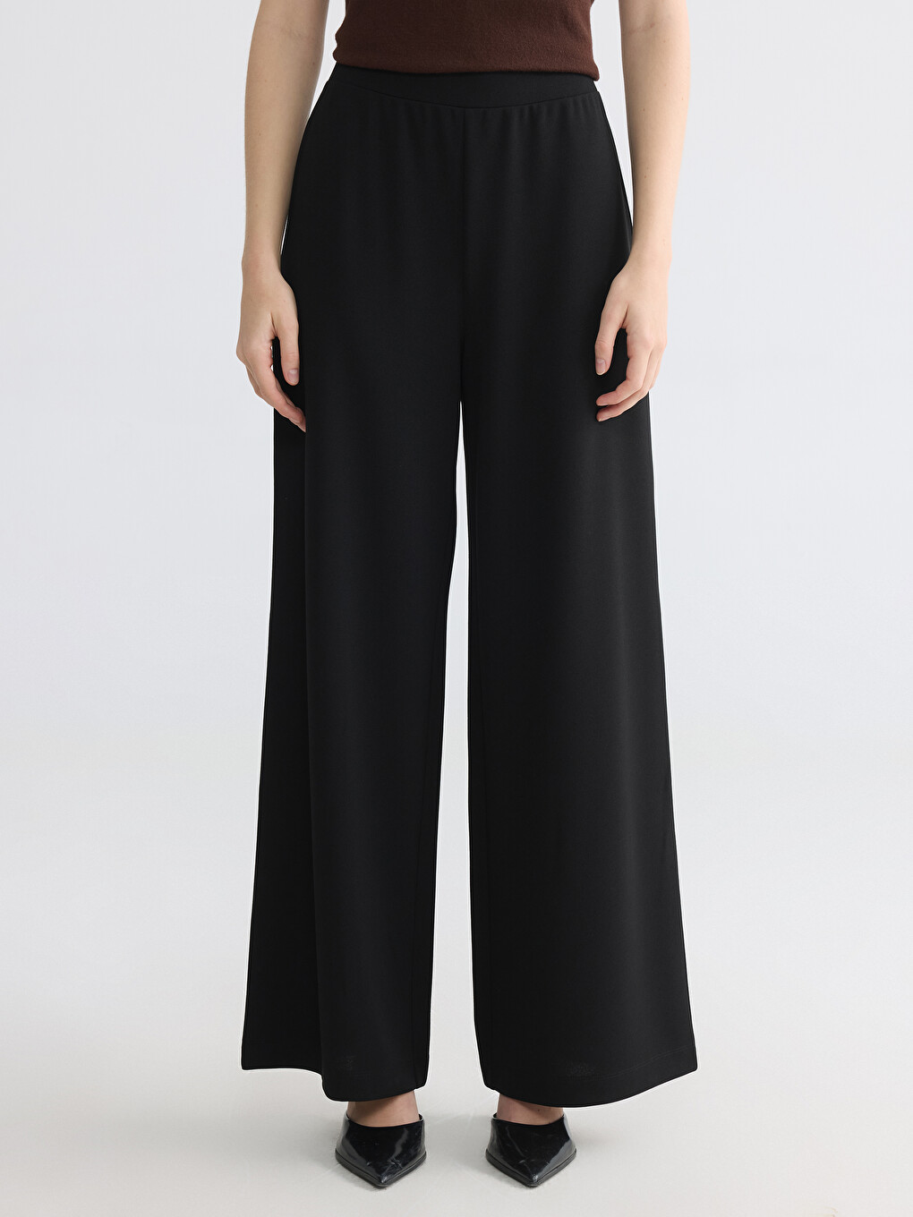 Elastic Waist Women's Crepe Trousers-1
