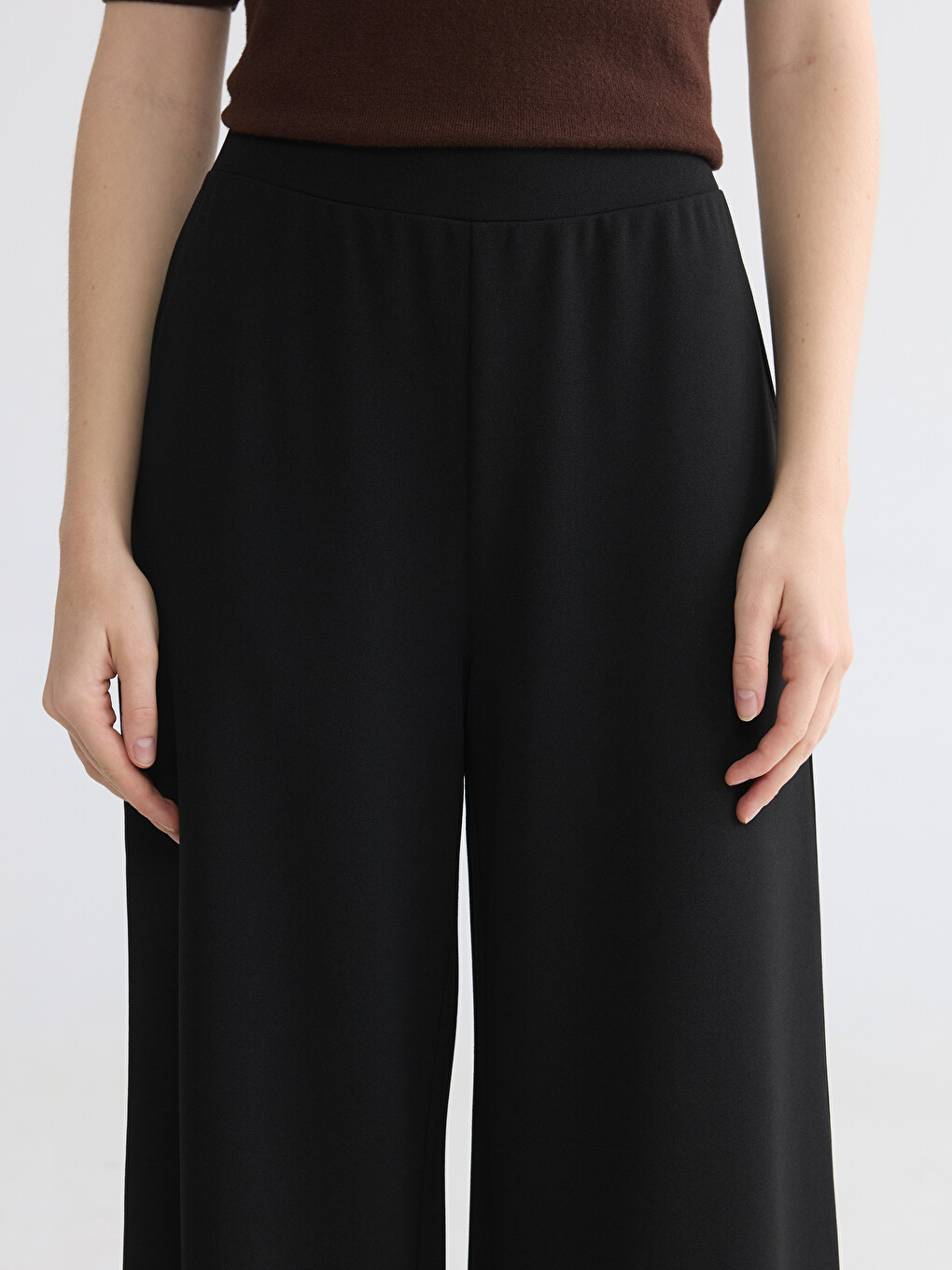 Elastic Waist Women's Crepe Trousers-2