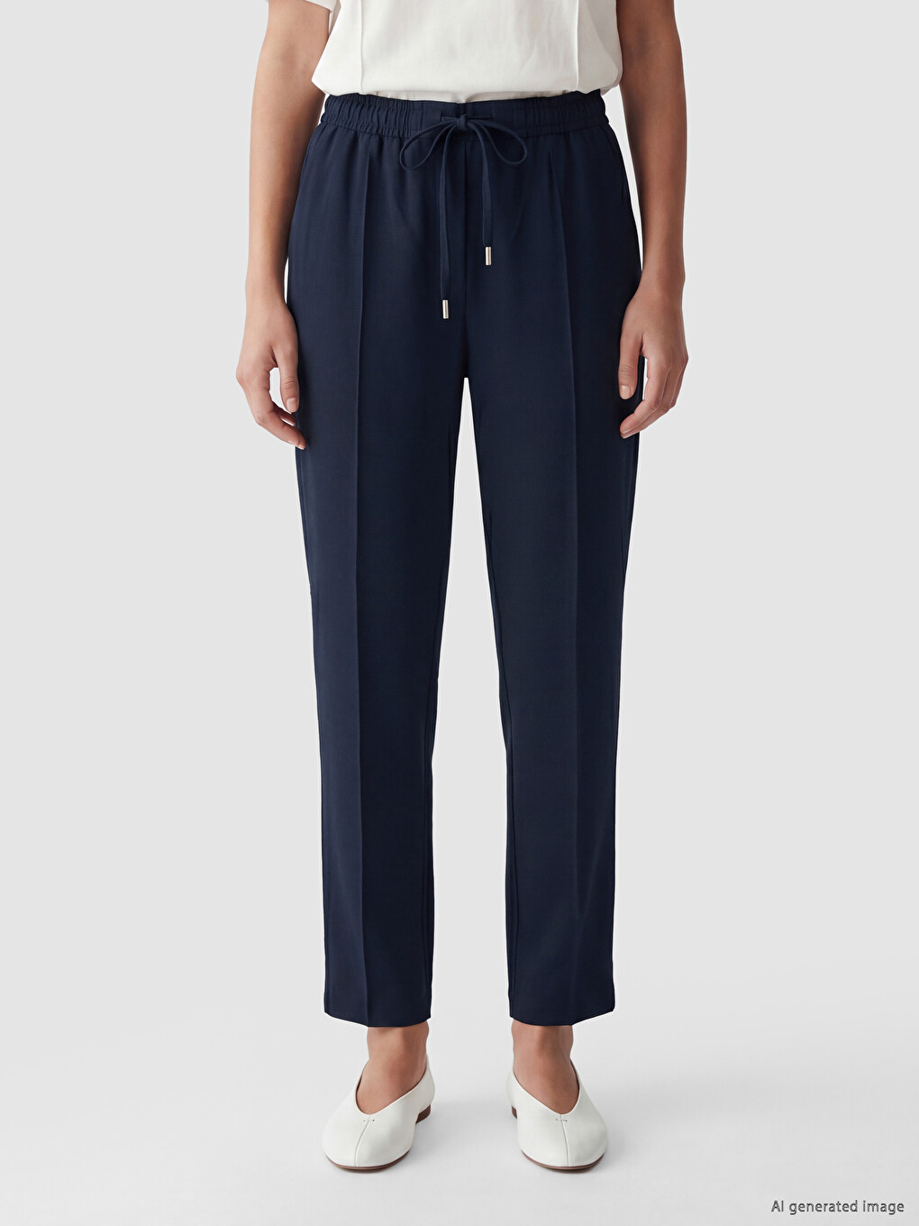 Elastic Waist Carrot Fit Women's Trousers-1