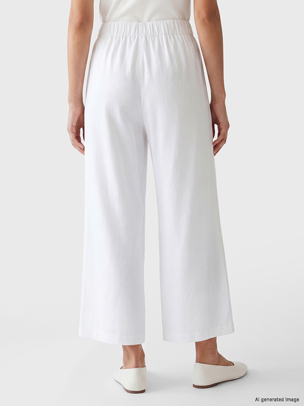 Beli Lastikli Geniş Paça Kadın Pantolon-3