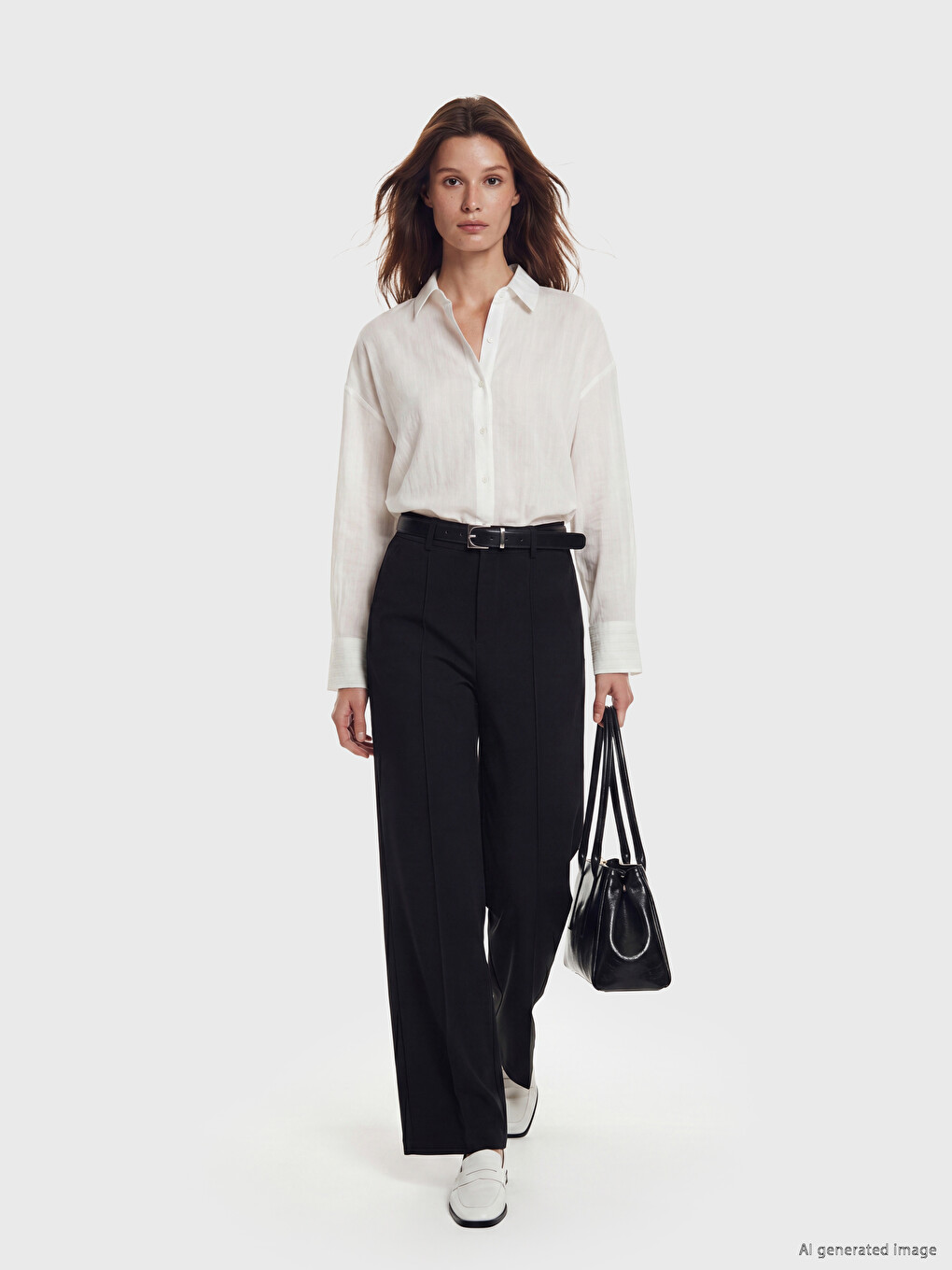 Pleated Wide Leg Regular Fit Women's Trousers