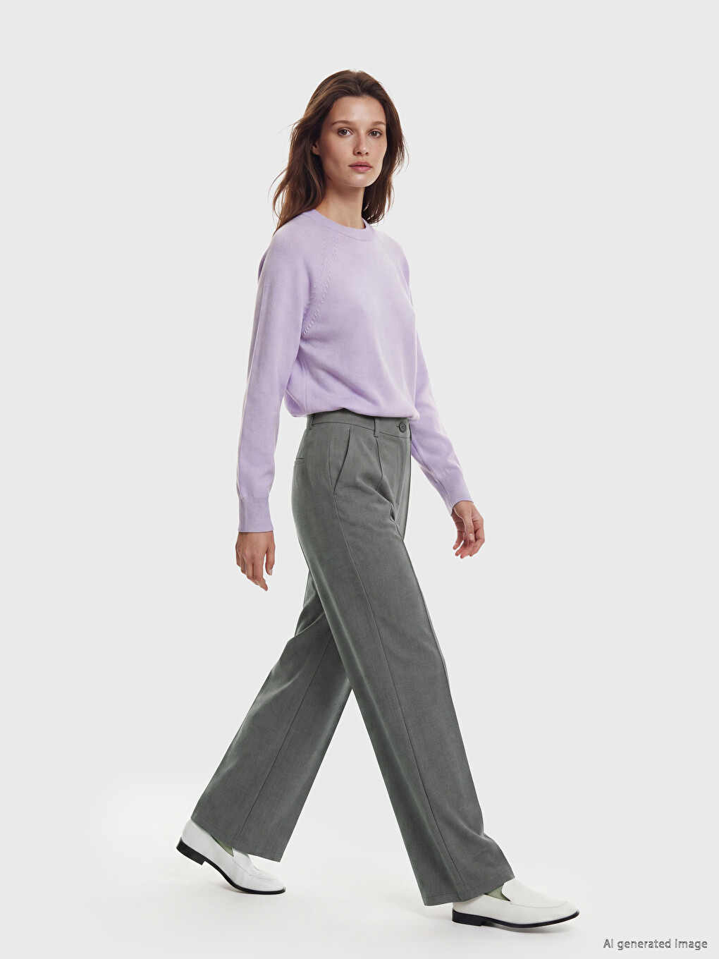 Regular Fit Wide Leg Women's Trousers