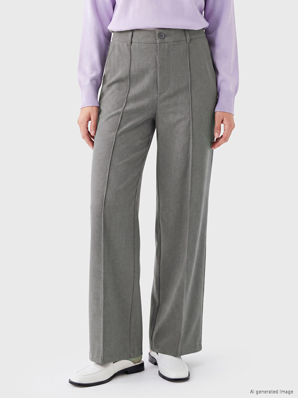 Regular Fit Wide Leg Women's Trousers-1