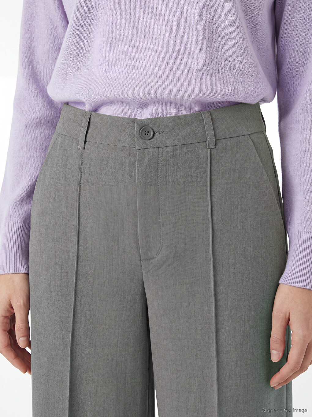 Regular Fit Wide Leg Women's Trousers-2