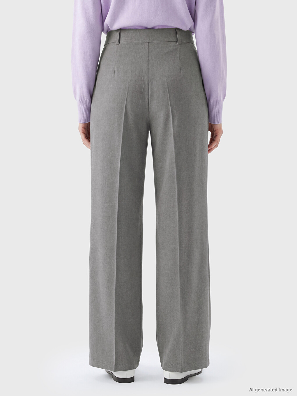 Regular Fit Wide Leg Women's Trousers-3