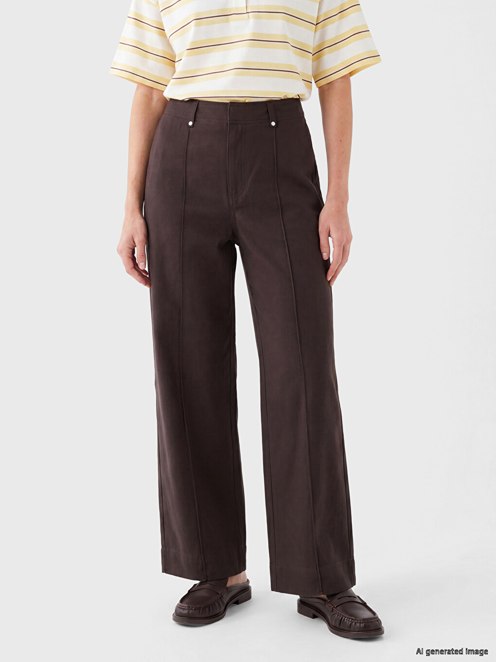 Pantalon Brun Femme-1