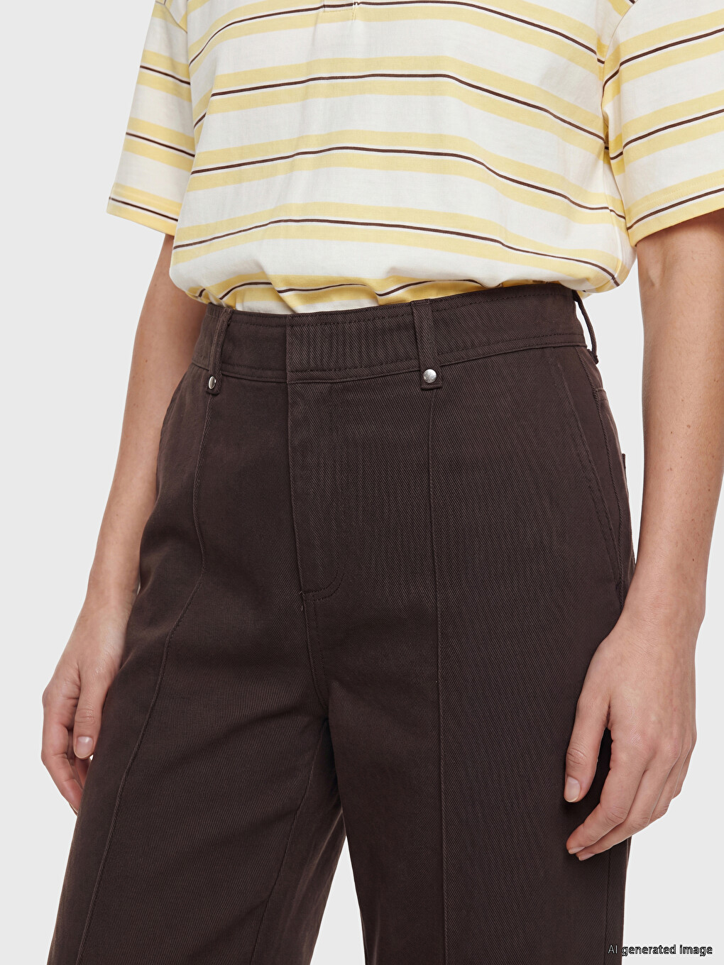 Pantalon Brun Femme-2