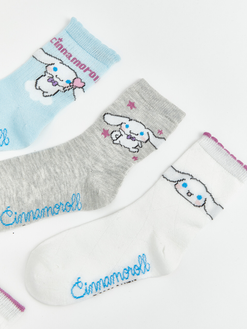 Mavi Cinnamoroll Baskılı Kız Çocuk Soket Çorap 5'li-1