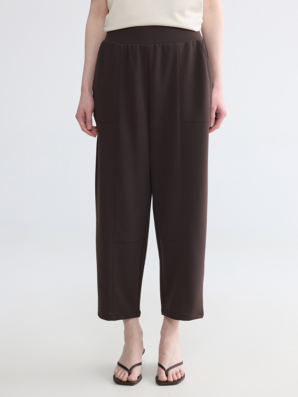 Elastischer Bund Damen Crêpe Hosen-1