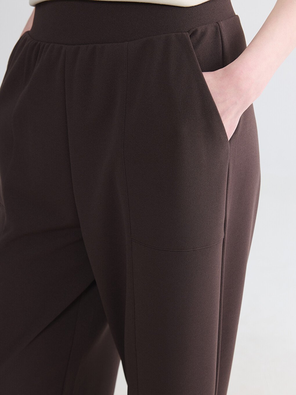 Elastischer Bund Damen Crêpe Hosen-2