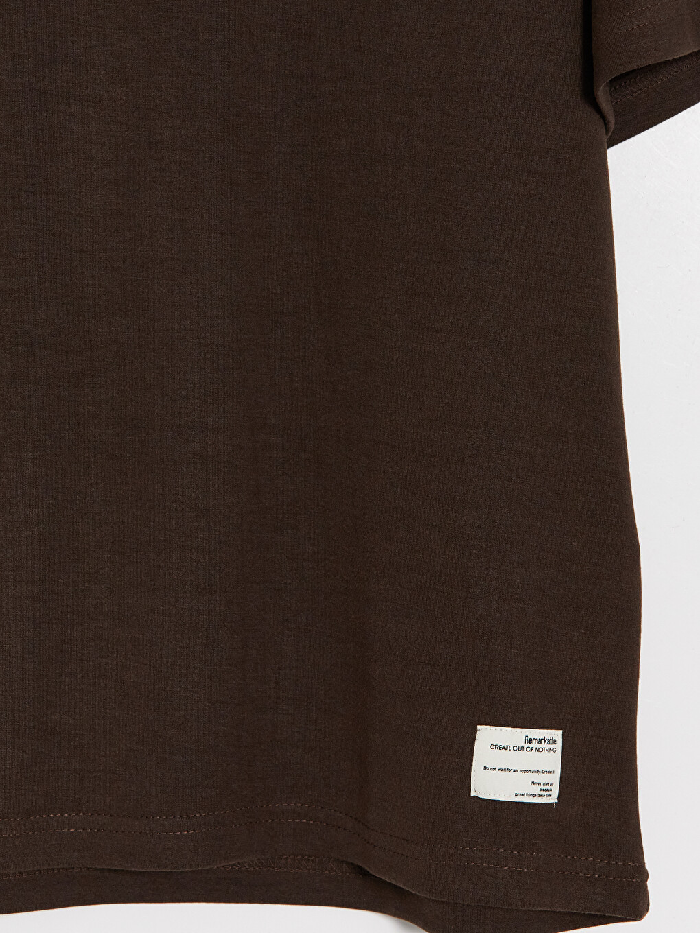 Kahverengi Oversize Fit Bisiklet Yaka Erkek Tişört-6