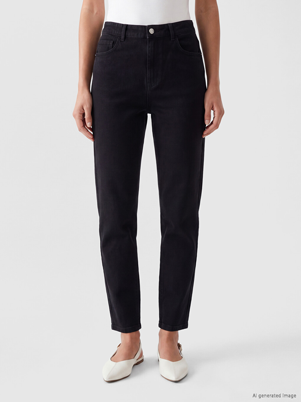Beli Lastikli Regular Fit Kadın Jean Pantolon-1