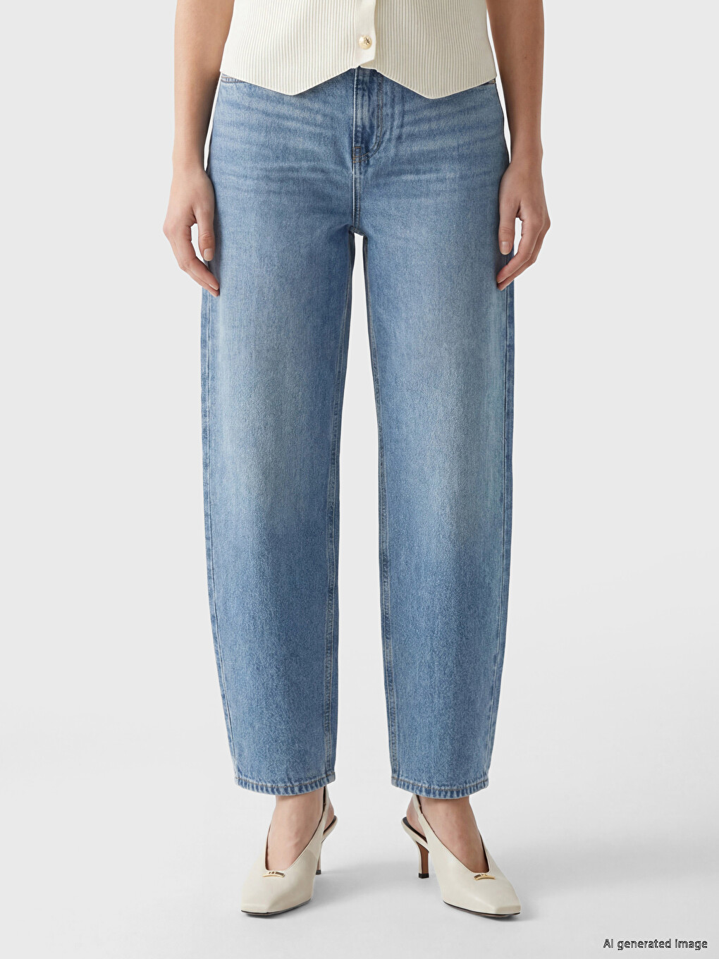 High Waisted Barrel Fit Women's Jeans-1