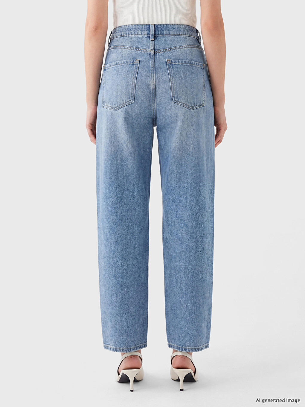 High Waisted Barrel Fit Women's Jeans-2