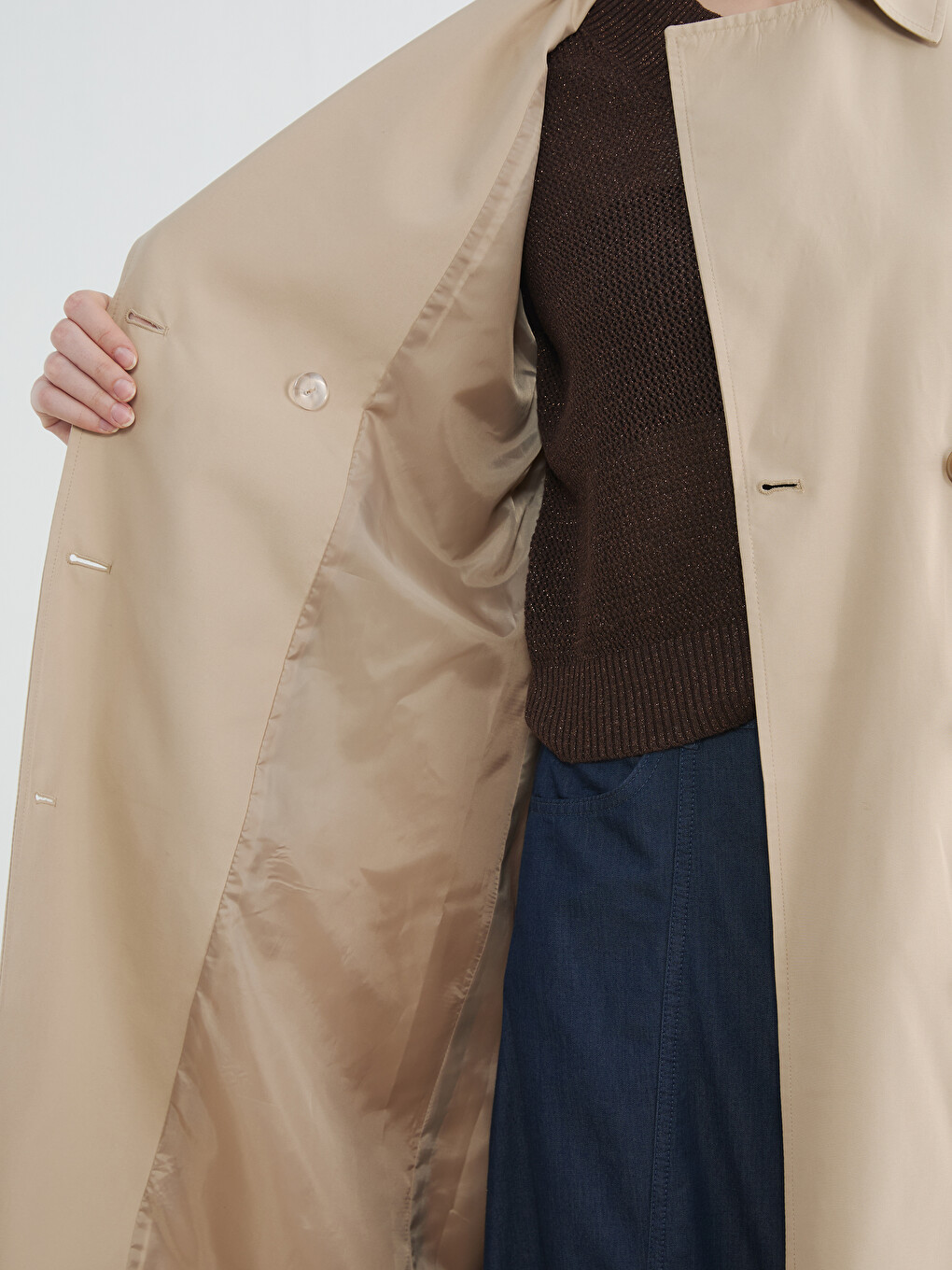 Double-breasted Sash Women's Trenchcoat-2