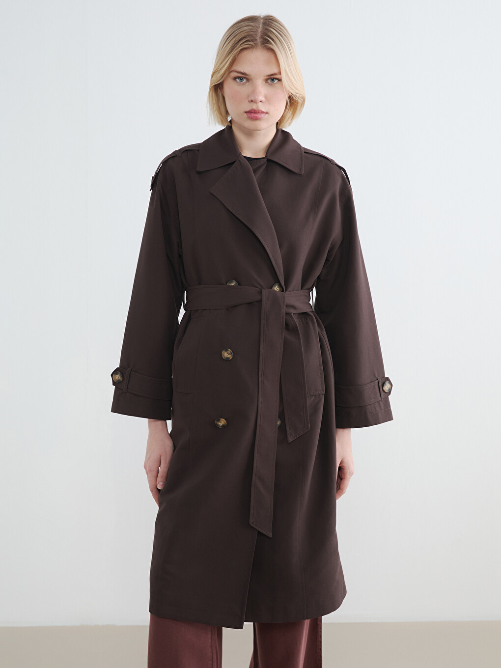 Double-breasted Sash Women's Trenchcoat