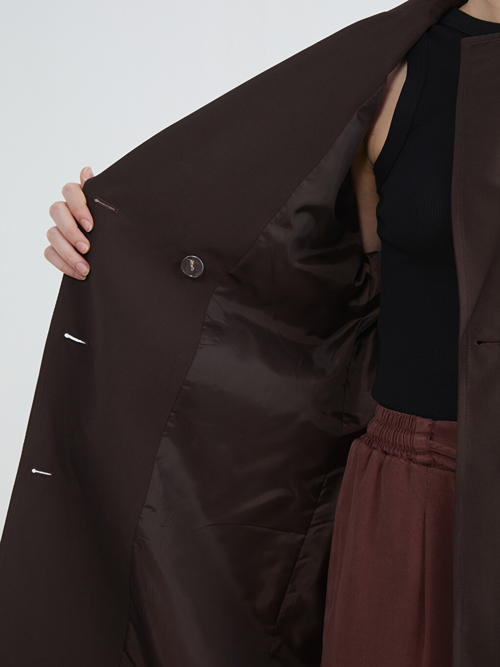 Double-breasted Sash Women's Trenchcoat-3