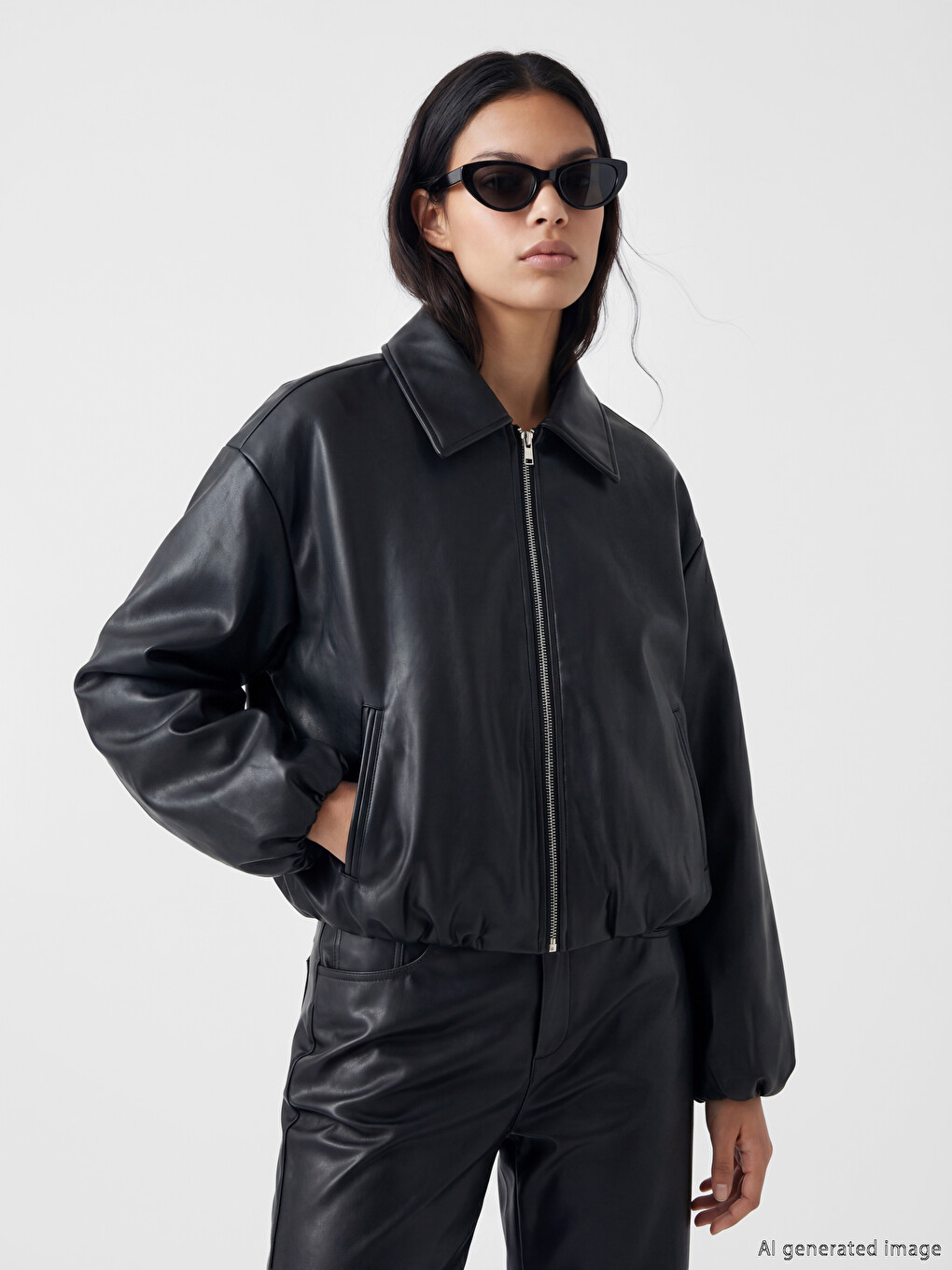 Veste En Similicuir Noir Femme